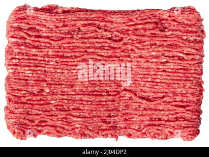 Hackfleisch auf weißem Hintergrund. Mince-Textur. Stockfoto