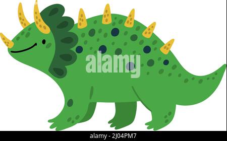 Lustiger grüner Dino. Niedlicher handgezeichneter Dinosaurier Stock Vektor