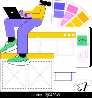 Interface Design abstrakte Konzept Vektor Illustration. User Interface Engineering, visuelles Element, Website und Anwendung erstellen, Responsive Design, Usability-Test, Hierarchie abstrakte Metapher. Stock Vektor