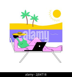 Abstraktes Konzept-Vektor-Bild herunterschalten. Einfaches Leben, minimaler Lebensstil, Flucht aus der Großstadt, stressfrei, saisonales Herunterschalten, Druck reduzieren, abstrakte Gleichgewichtsmetapher finden. Stock Vektor