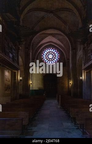 Vidrieras de la Catedral de la Asunción en Mondoñedo, Galicia, Lugo, España Stockfoto