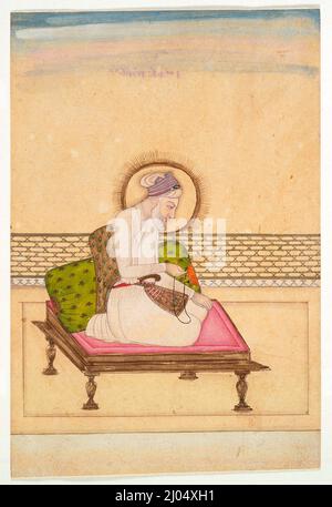 Kaiser Aurangzeb (regierte 1658-1707). Indien, Delhi, Mogulreich, um 1725. Zeichnungen; Aquarelle. Undurchsichtiges Aquarell und Gold auf Papier Stockfoto