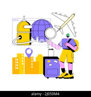 KI in Reise und Transport abstrakte Konzept Vektor Illustration. Künstliche Intelligenz im Transportwesen, KI-Reiseempfehlungen, Smart Booking, abstrakte Metapher für Echtzeit-Tracking. Stock Vektor