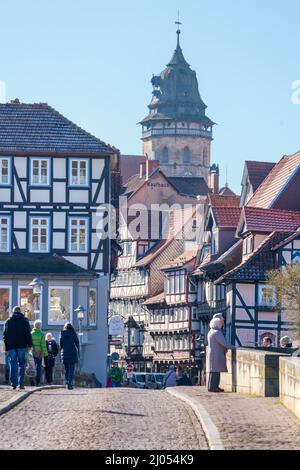 Blick auf Hannoversch Münden, Niedersachsen, Deutschland, Europa Stockfoto