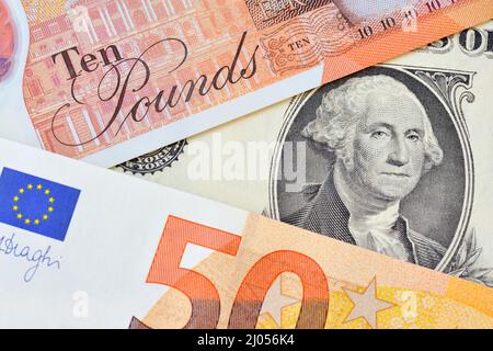 Dollar Pfund Euro Währung Stockfoto