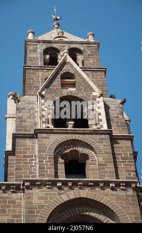 Glockenturm, Kathedrale unserer Lieben Frau, Le Puy-en-Velay, Auvergne, Haute Loire, Frankreich. Stockfoto
