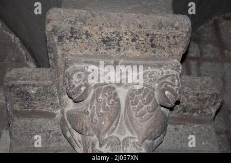 Detail, Skulptur, Kloster, Kathedrale der Muttergottes, Le Puy-en-Velay, Auvergne, Haute Loire, Frankreich. Stockfoto