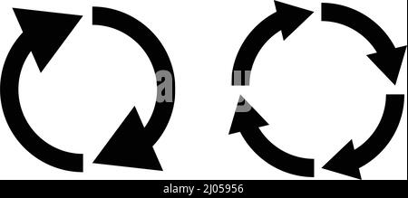 Aktualisieren und neu laden. Eine Reihe von Pfeilsymbolen für die Synchronisierung und den Neustart. Drehpfeile. Bearbeitbarer Vektor. Stock Vektor