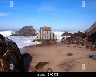 Praia da Adraga (Colares, Sintra, Bezirk Lissabon, Portugal) Stockfoto