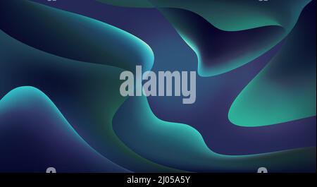 Illustration von schönen abstrakten Wellen in grünen und blauen Farben Stockfoto