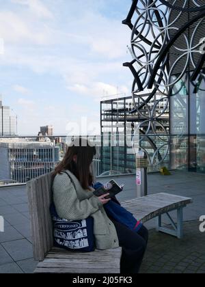 Birmingham Library geheime Dachterrasse mit Garten. Birmingham Großbritannien Stockfoto