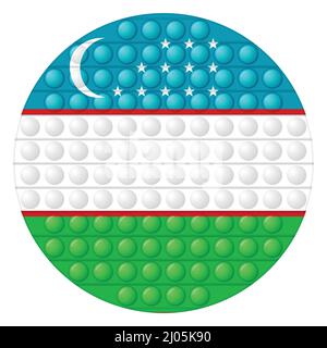 Glaskugel mit Flagge von Usbekistan. Runde Kugel, Vorlagensymbol. Usbekisches nationales Symbol. Realistische Kugel, glänzend, Vektorgrafik 3D. Trendy Stock Vektor