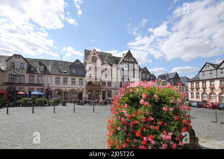 Historische Häuser am Marktplatz, Weilburg, Hessen, Deutschland Stockfoto