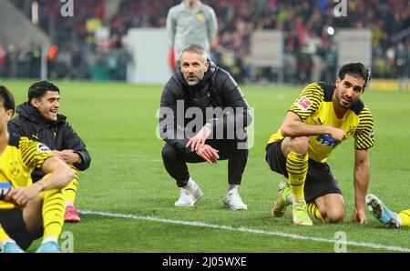 Stadt Mainz, Deutschland. 16. Mär, 2022. firo : 03/16/2022 Fuvuball, 1. Bundesliga, Saison 2021/2022, FSV FSV Mainz 05 - BVB Borussia Dortmund 0: 1 Schluvujubel, Marco Rose Credit: dpa/Alamy Live News Stockfoto