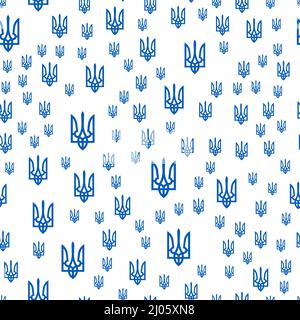 Ukraine nahtloses Muster aus Dreizack, ukrainisches Freiheitszeichen, nationales Wappen. Ornament kann für Geschenkpapier, Musterfüllungen, Web verwendet werden Stock Vektor