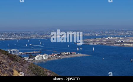 San Diego Bay, Kalifornien, von Point Loma aus gesehen Stockfoto