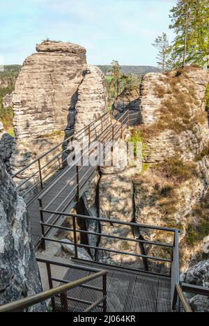 Burg Neurathen eine 13.-Jahrhundert-Felsenfestung an der Basteibrücke in der Sächsischen Schweiz, Sachsen, Deutschland Stockfoto