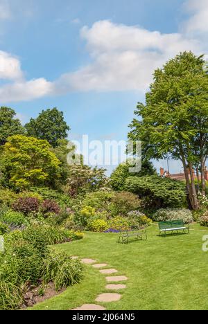 Mill Garden unterhalb von Warwick Castle in Warwick, Warwickshire, England Stockfoto