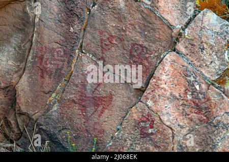 Alte Höhlenmalereien. Yavi, Jujuy, Argentinien Stockfoto