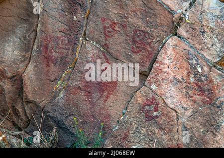 Alte Höhlenmalereien. Yavi, Jujuy, Argentinien Stockfoto