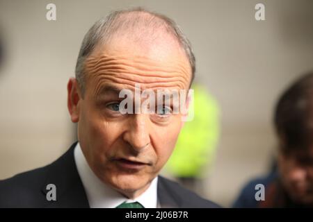 Datei-Foto vom 13/3/2022 von Taoiseach Micheal Martin, der sich während der Feierlichkeiten zum St. Patrick's Day in Washington positiv auf Covid-19 getestet hat. Ausgabedatum: Donnerstag, 17. März 2022. Stockfoto