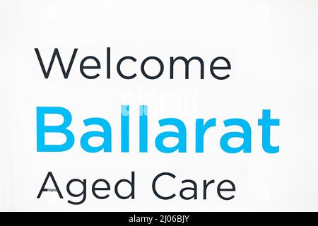 Ballarat Australia / Bupa Aged Care Home Willkommensschild in Delacombe, Ballarat.Australia. Stockfoto