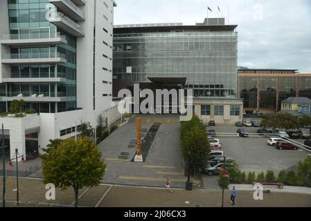 CHRISTCHURCH, NEUSEELAND, 24. FEBRUAR 2022: Blick auf das Gebäude des Christchurch City Council, 11 Jahre nachdem die Stadt von einem Erdbeben verschlingt wurde. Stockfoto