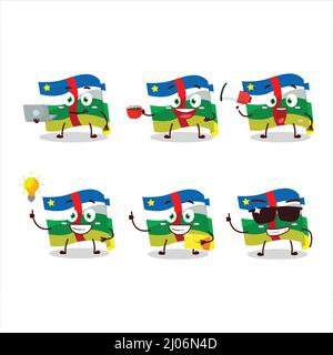 Afrikanische republik Flagge Zeichentrickfigur mit verschiedenen Arten von Geschäft Emoticons. Vektorgrafik Stock Vektor
