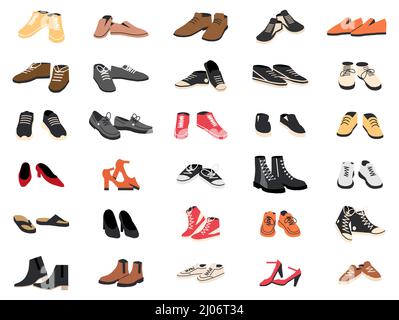 Set aus verschiedenen Schuhen isoliert Stock Vektor