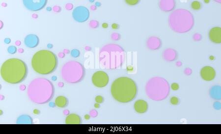 Abstrakte mehrfarbige 3D Kreise Punkte Muster. Moderne Farben und Formen. 3D Abbildung Stockfoto