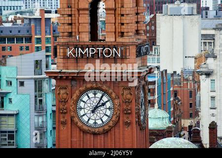 Skyline von Manchester Wahrzeichen Kimpton Hotel Uhrenturm, Kimpton Clocktower Hotel Stockfoto