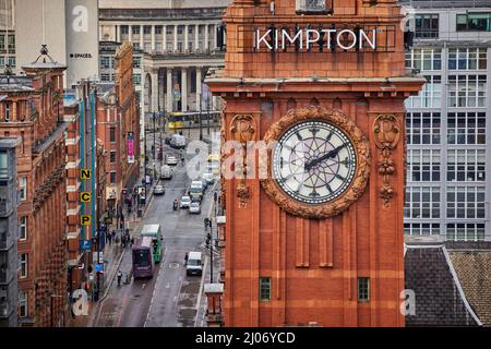 Skyline von Manchester Wahrzeichen Kimpton Hotel Uhrenturm, Kimpton Clocktower Hotel Stockfoto