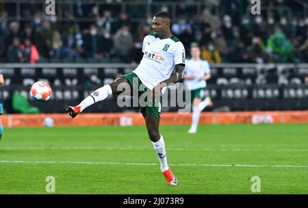 Bundesliga, Borussia Park Mönchengladbach: Borussia Mönchengladbach gegen Hertha BSC Berlin; Marcus Thuram Stockfoto