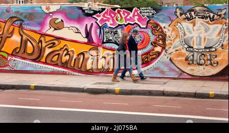 Graffiti-Show in Bacon St und Bethnal Green Rd London E2 Stockfoto