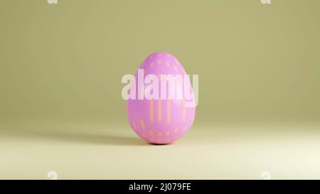 Buntes Osterei isoliert auf grünem Hintergrund - 3D Rendering Stockfoto