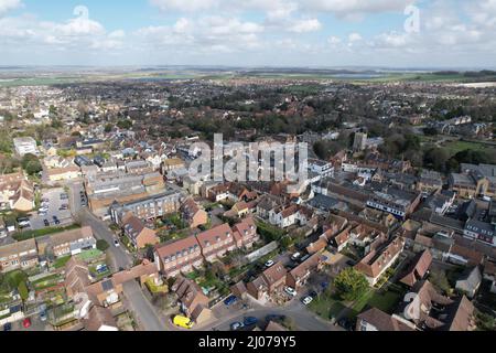 Royston Stadt Hertfordshire, Großbritannien Luftdrohne Stockfoto