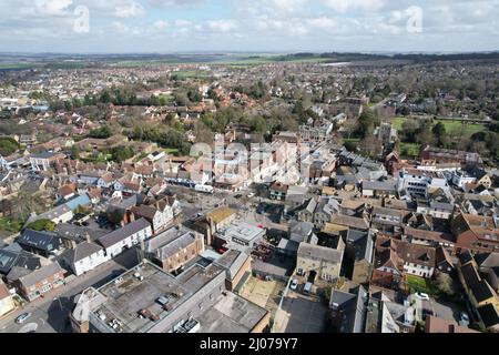 Royston Stadt Hertfordshire, Großbritannien Luftdrohne Stockfoto