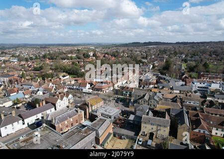 Royston Stadt Hertfordshire, Großbritannien Luftdrohne Stockfoto