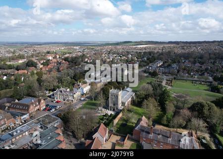 Royston Stadt Hertfordshire, Großbritannien Luftdrohne Stockfoto