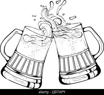 Zwei Gläser Bier Stock Vektor