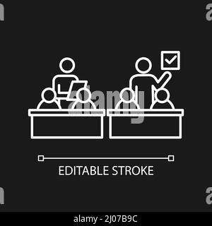 Inklusive Bildung Klassenzimmer weißes lineares Symbol für dunkles Thema Stock Vektor