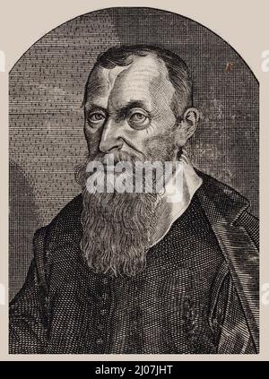 Porträt des Komponisten Adam Gumpelzhaimer (1559-1625). Museum: PRIVATE SAMMLUNG. Autor: LUCAS KILIAN. Stockfoto