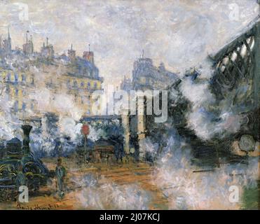 Le Pont de l'Europe, Gare Saint-Lazare. Museum: Musée Marmottan Monet, Paris. Autor: CLAUDE MONET. Stockfoto