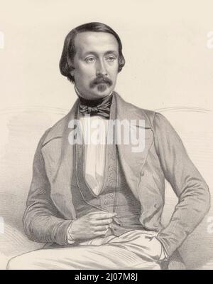 Porträt des Pianisten und Komponisten Félix Le Couppey (1811-1887). Museum: PRIVATE SAMMLUNG. Autor: Marie-Alexandre Menut Alophe. Stockfoto