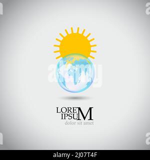 Sonne und Planet Erde Logo. Peace Vector Illustration Stock Vektor