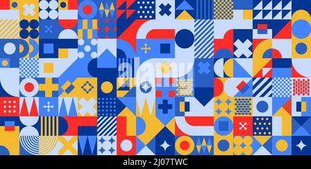 Nahtlose Abstrakte Vektor Bauhaus Schweizer Geometrische Muster Design Hintergrund Stock Vektor