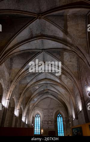 Im Inneren der Kathedrale im Palais des Papes in Avignon, Frankreich. *** Local Caption *** Kathedrale, Kirche, papstpalast, Halle, innen, Fenster, alt, t Stockfoto