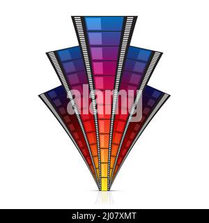 Vektordarstellung des Filmstreifens isoliert auf weißem Hintergrund. Stock Vektor