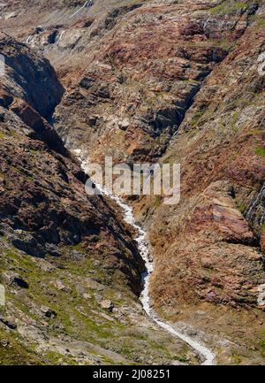 Tal Gurgler Tal. Ötztaler Alpen im Naturpark Ötztal in der Nähe von Obergurgl. Europa, Österreich, Tirol Stockfoto