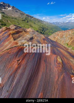 Gletscherpolitur, erstellt vom Gletscher Gurgler Fanner, Valley Gurgler Tal. Ötztaler Alpen im Naturpark Ötztal in der Nähe von Obergurgl. Europa, Österreich, Stockfoto